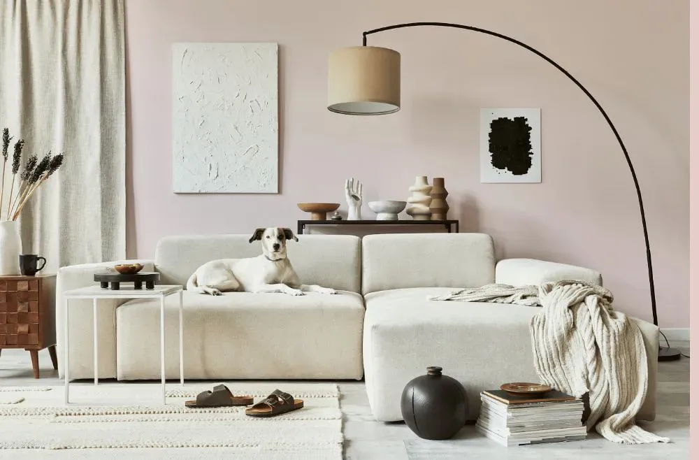 Sherwin Williams Possibly Pink cozy living room