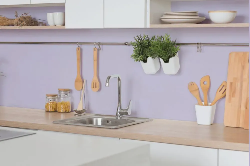 Sherwin Williams Potentially Purple kitchen backsplash