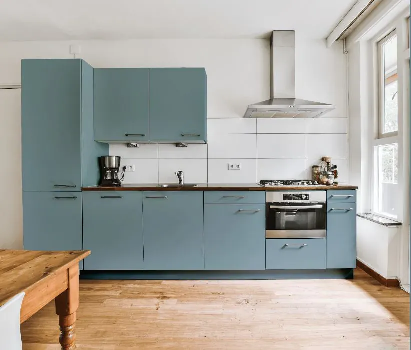Sherwin Williams Powder Blue kitchen cabinets