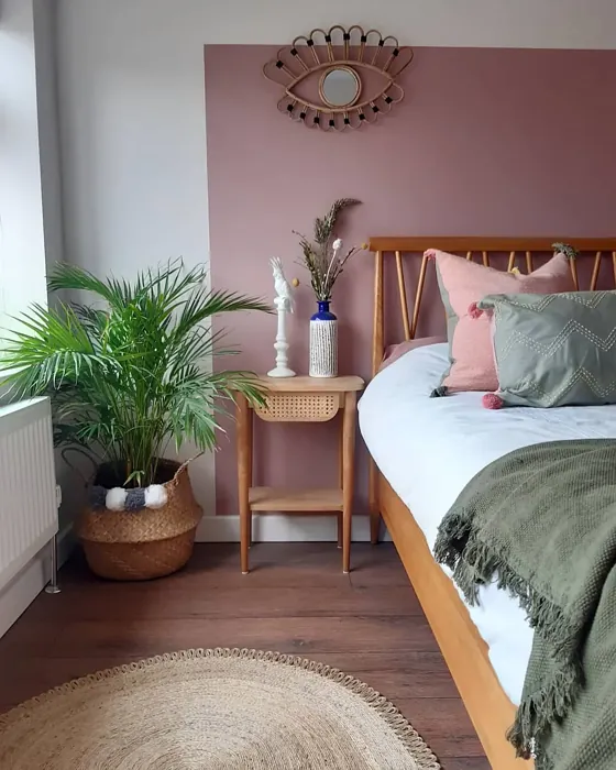 Dulux Pressed Petal boho bedroom color-block