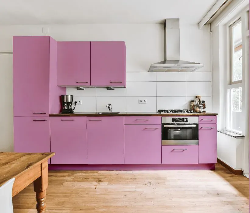 Sherwin Williams Prominent Pink kitchen cabinets