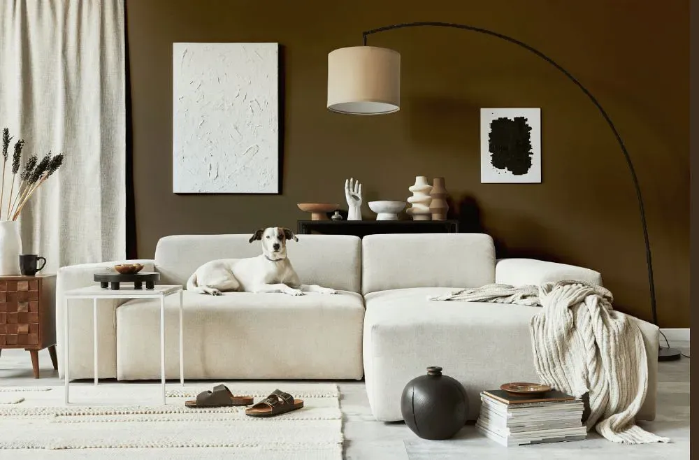 Sherwin Williams Protégé Bronze cozy living room