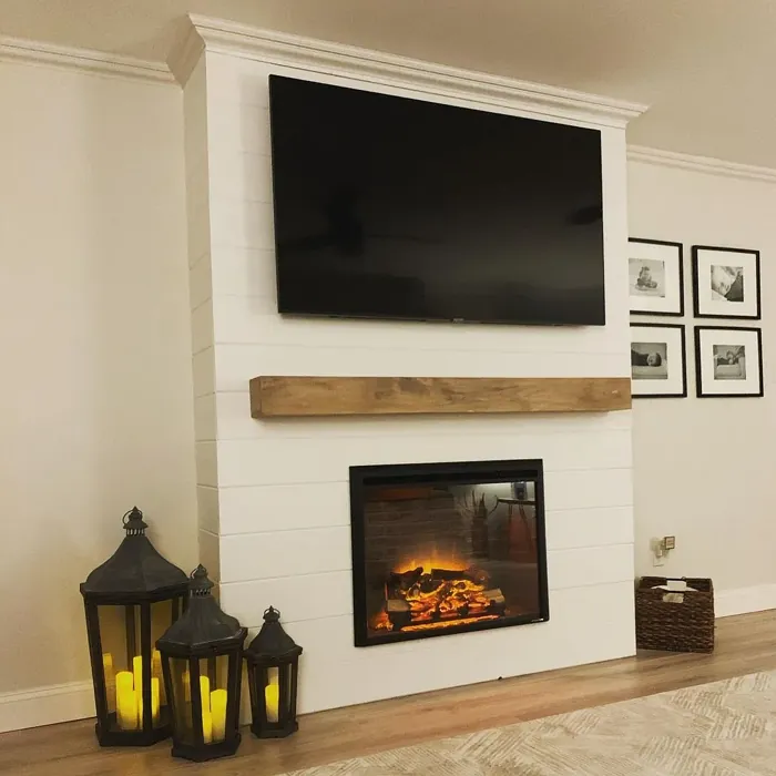 Sherwin Williams SW 7005 living room fireplace makeover