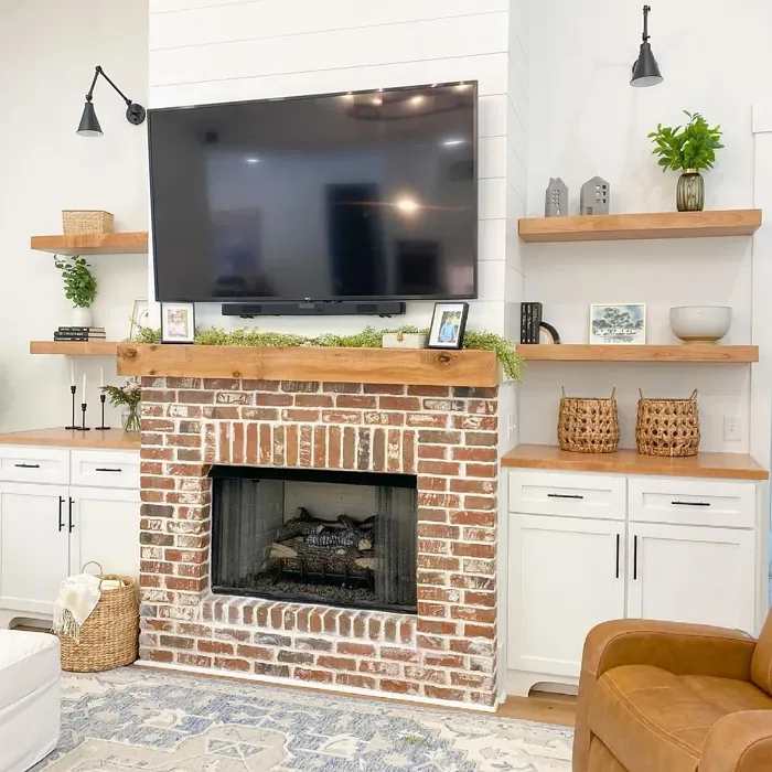 SW Pure White living room fireplace color