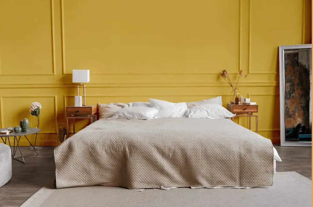 Sherwin Williams Quilt Gold bedroom