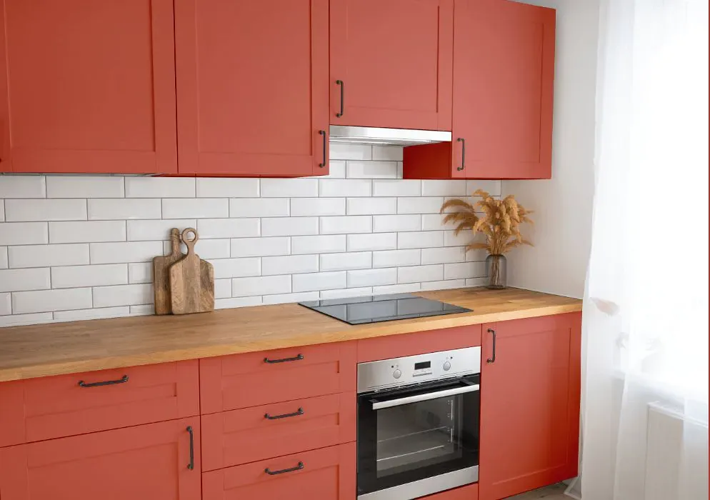Sherwin Williams Quite Coral kitchen cabinets
