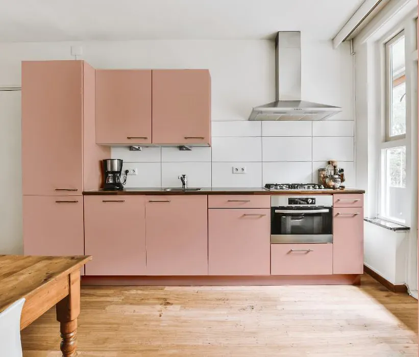 Sherwin Williams Rachel Pink kitchen cabinets