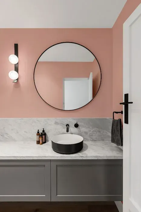 Sherwin Williams Rachel Pink minimalist bathroom