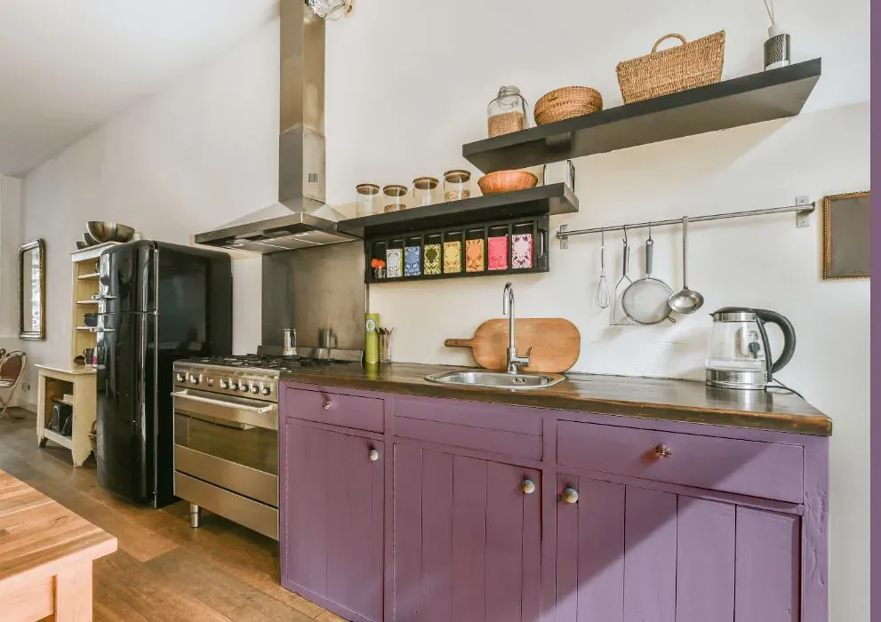 Sherwin Williams Radiant Lilac kitchen cabinets
