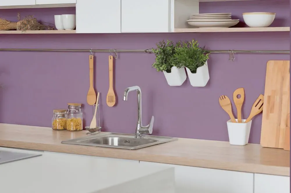 Sherwin Williams Radiant Lilac kitchen backsplash