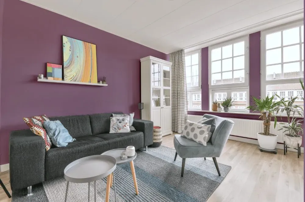 Sherwin Williams Radiant Lilac living room walls
