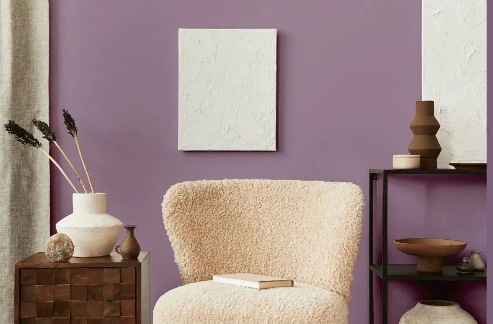 Sherwin Williams Radiant Lilac living room interior
