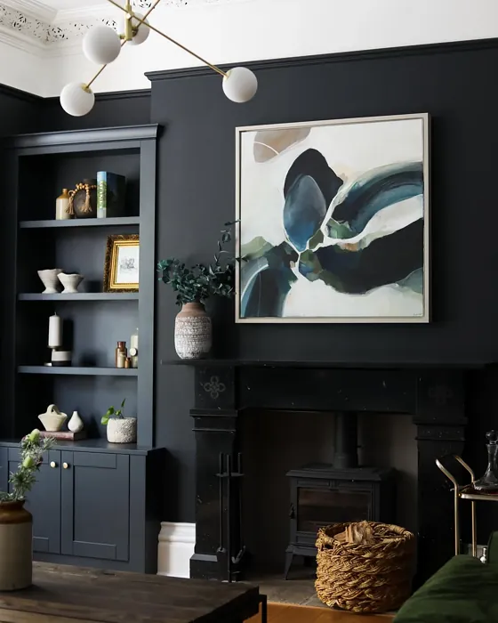 Farrow and Ball Railings cozy living room 