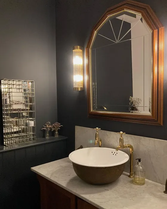Farrow and Ball Railings dark bathroom color review
