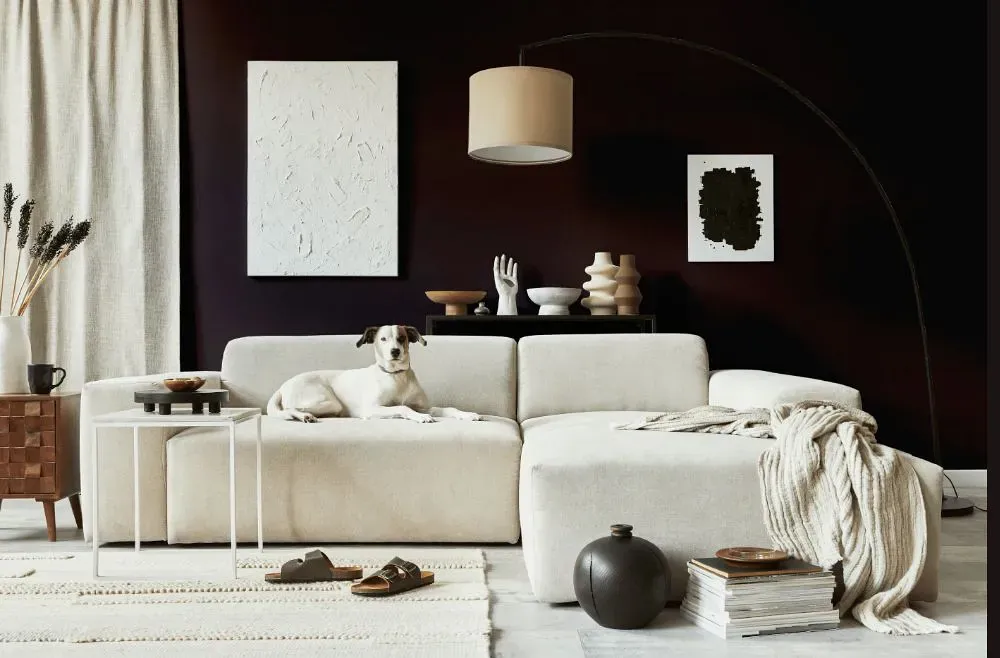 Sherwin Williams Raisin cozy living room