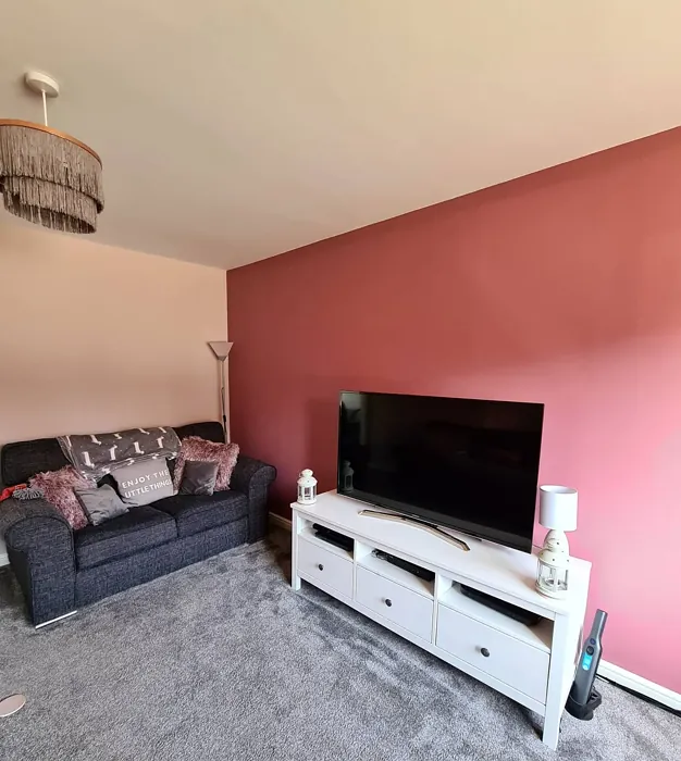 Dulux Raspberry Diva living room accent wall