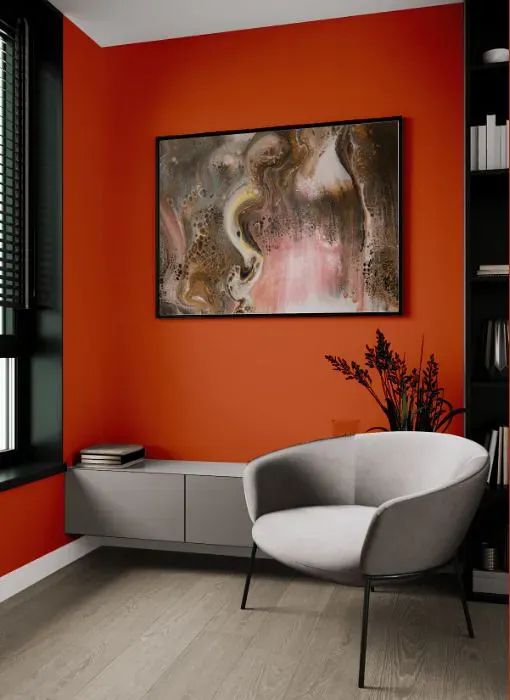 Sherwin Williams Raucous Orange living room