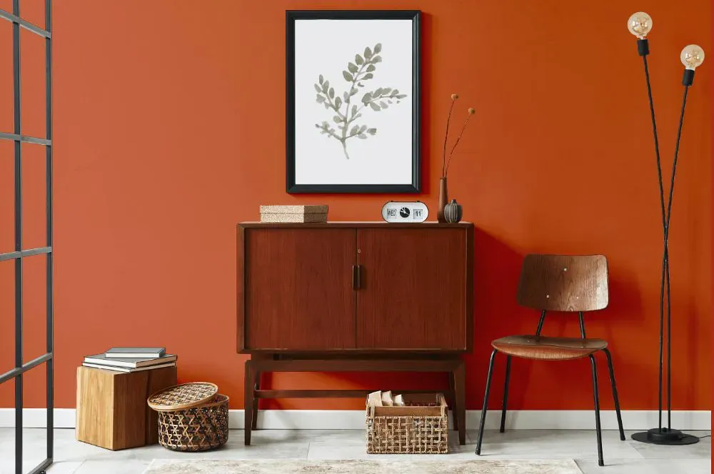 Sherwin Williams Raucous Orange japandi interior