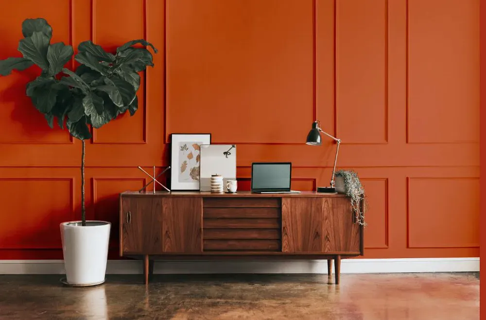 Sherwin Williams Raucous Orange modern interior