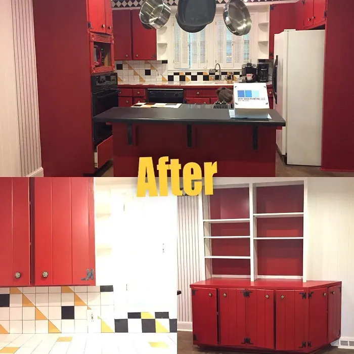 Sherwin Williams Real Red kitchen cabinets color