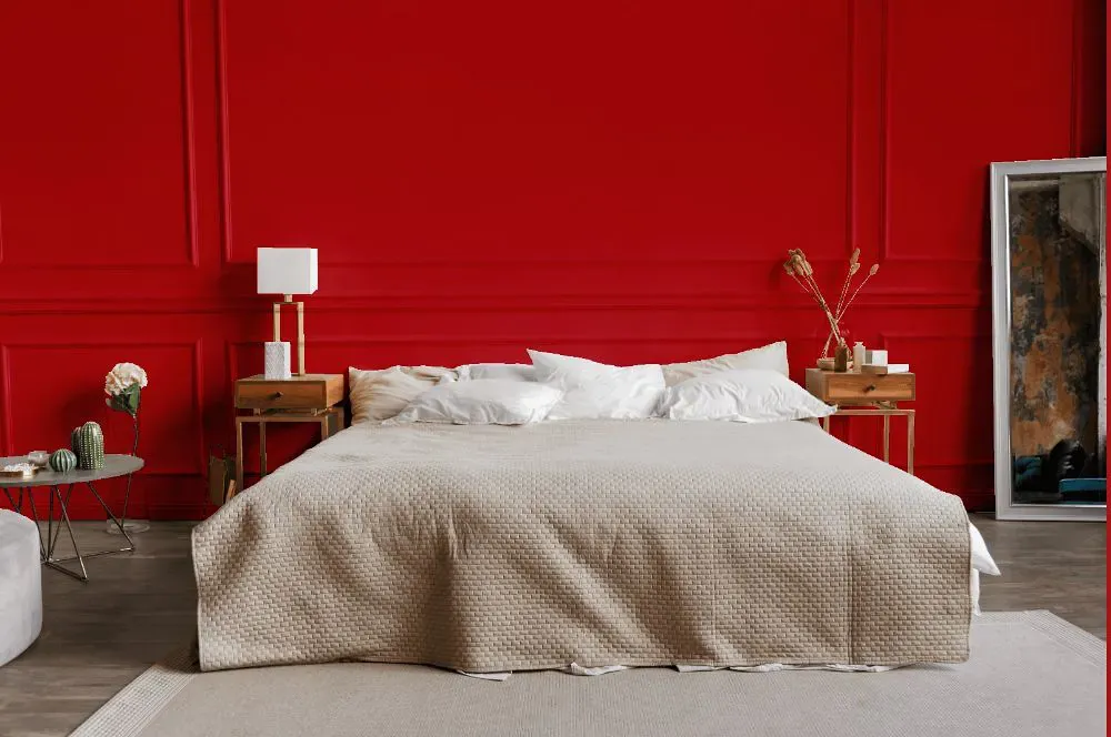 Sherwin Williams Real Red bedroom
