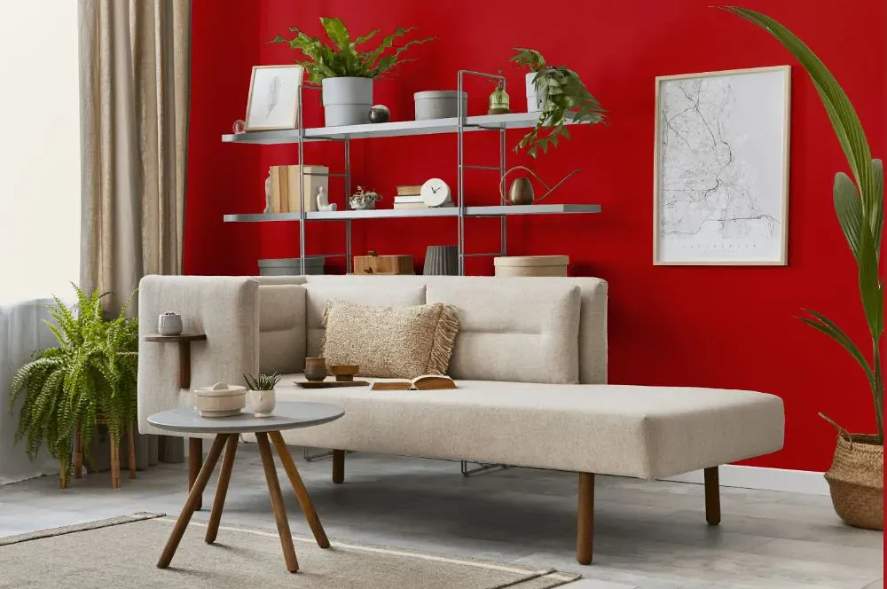 Sherwin Williams Real Red living room