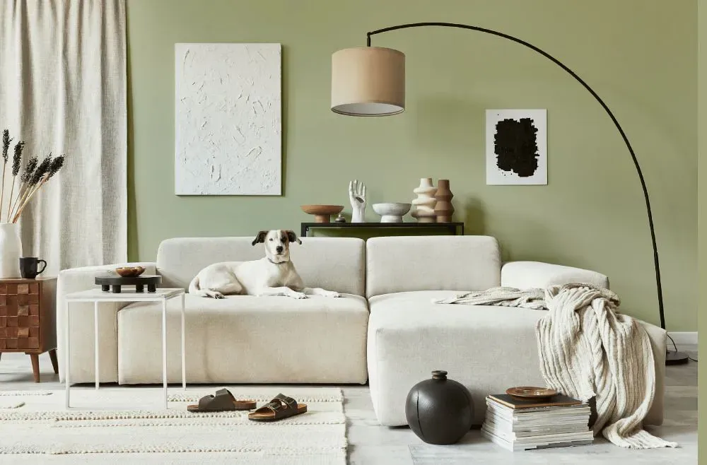 Sherwin Williams Recycled Glass cozy living room