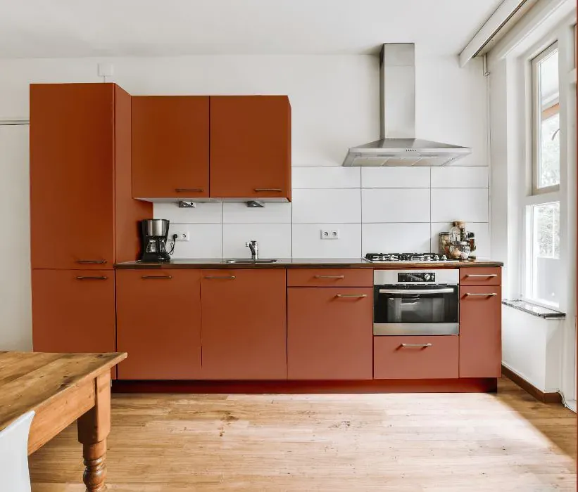 Sherwin Williams Red Cent kitchen cabinets