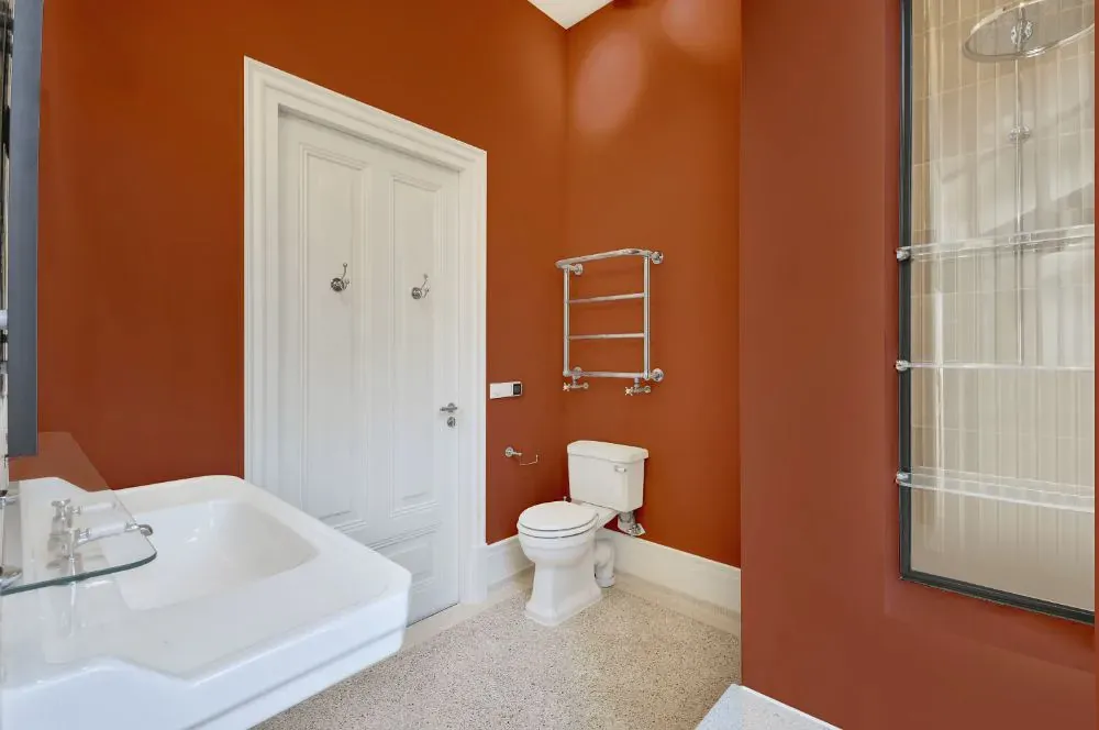 Sherwin Williams Red Cent bathroom