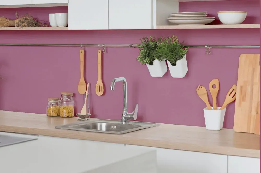 Sherwin Williams Red Clover kitchen backsplash