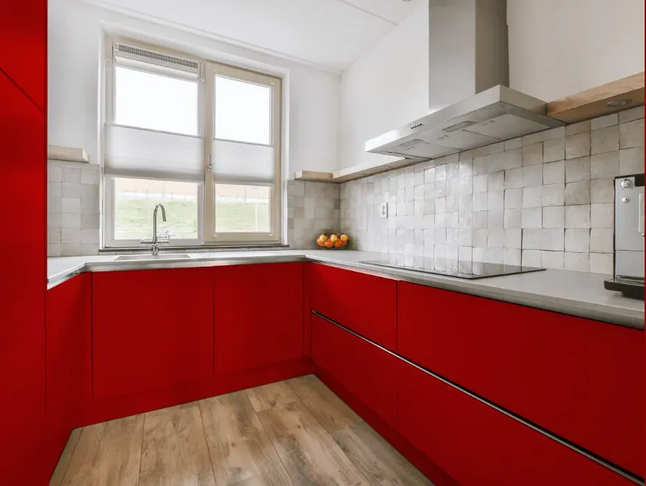 Sherwin Williams Red Door small kitchen cabinets