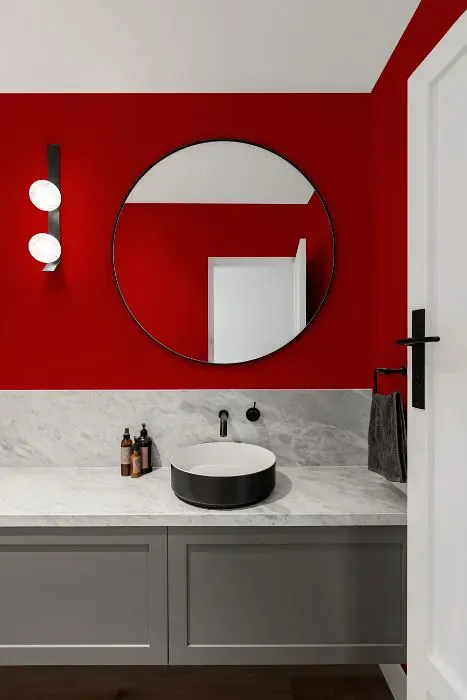 Sherwin Williams Red Door minimalist bathroom