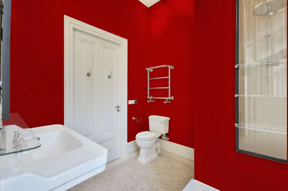 Sherwin Williams Red Door bathroom