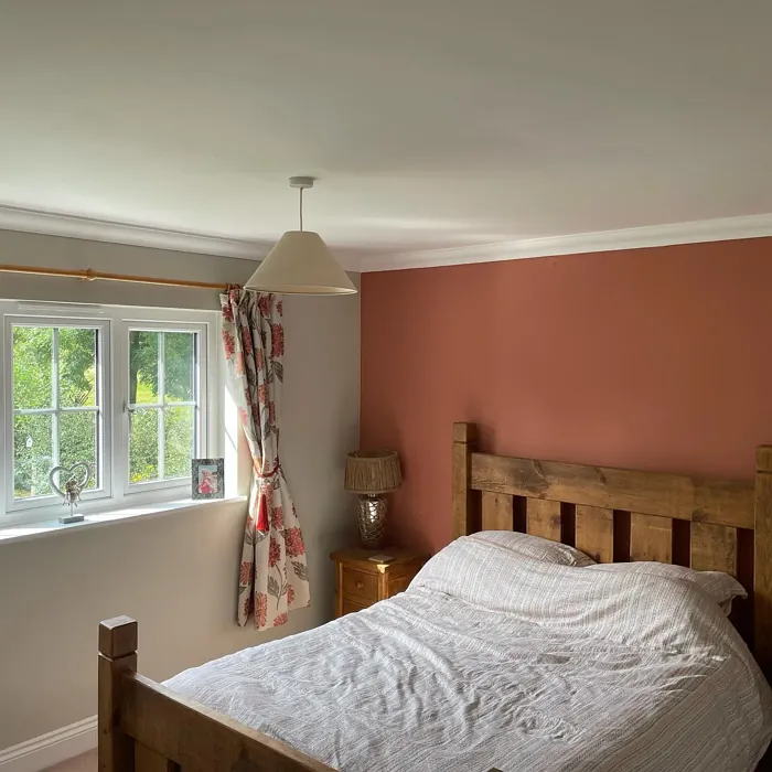 Farrow and Ball Red Earth victorian bedroom accent wall 