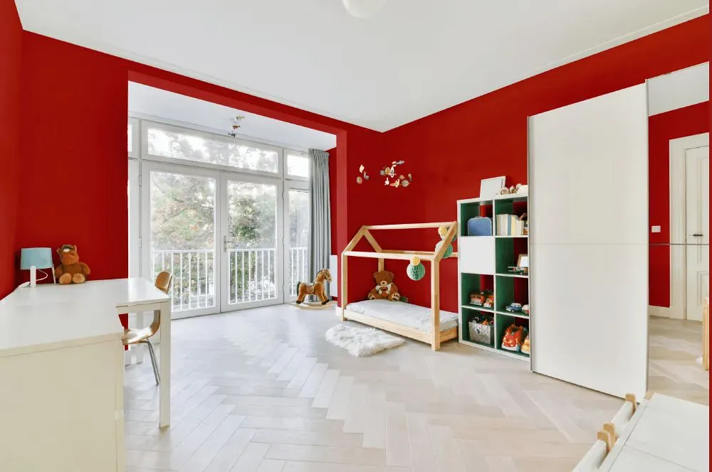 Sherwin Williams Red Obsession kidsroom interior, children's room