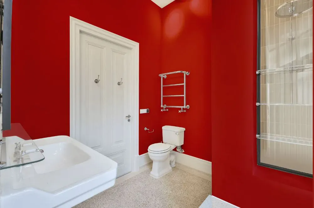 Sherwin Williams Red Obsession bathroom