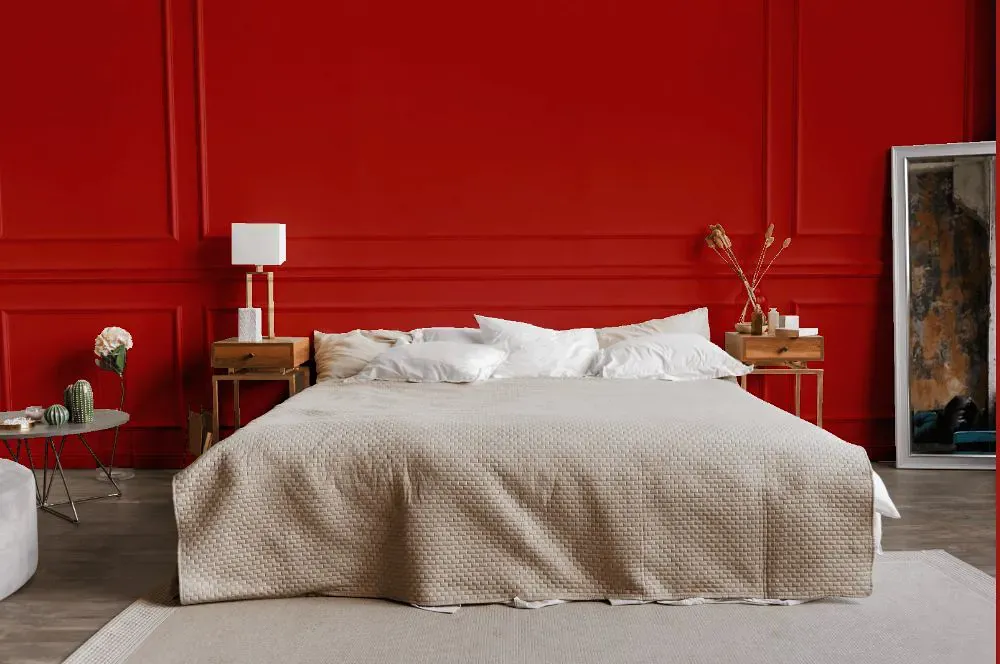 Sherwin Williams Red Obsession bedroom