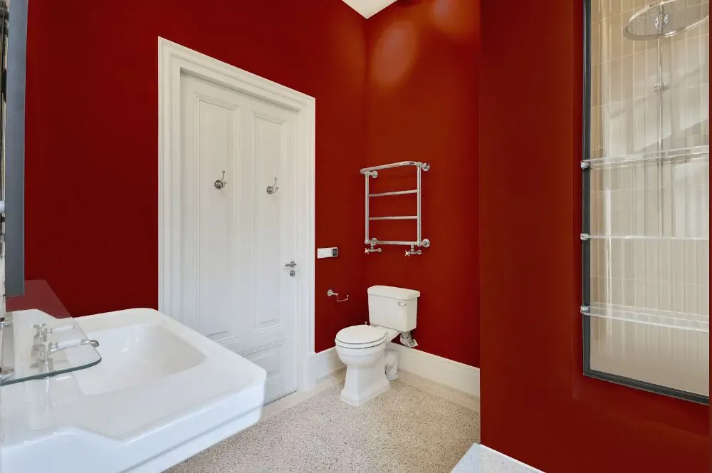 Sherwin Williams Red Prairie bathroom