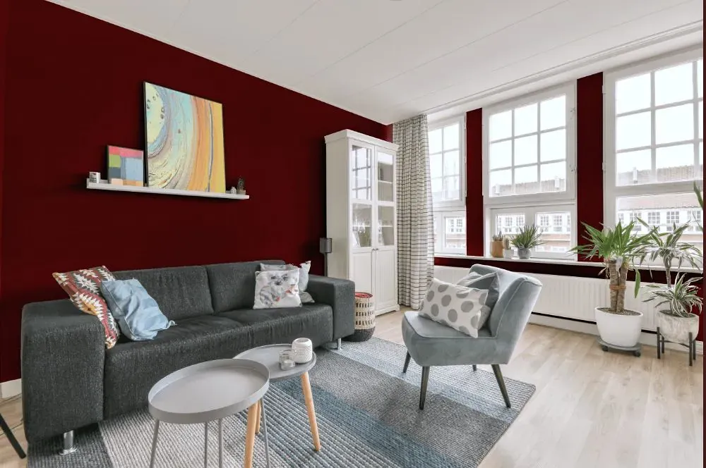 Sherwin Williams Red Theatre living room walls