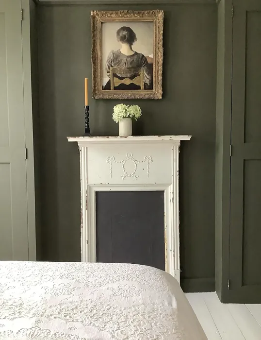 Farrow and Ball Reduced Green bedroom 