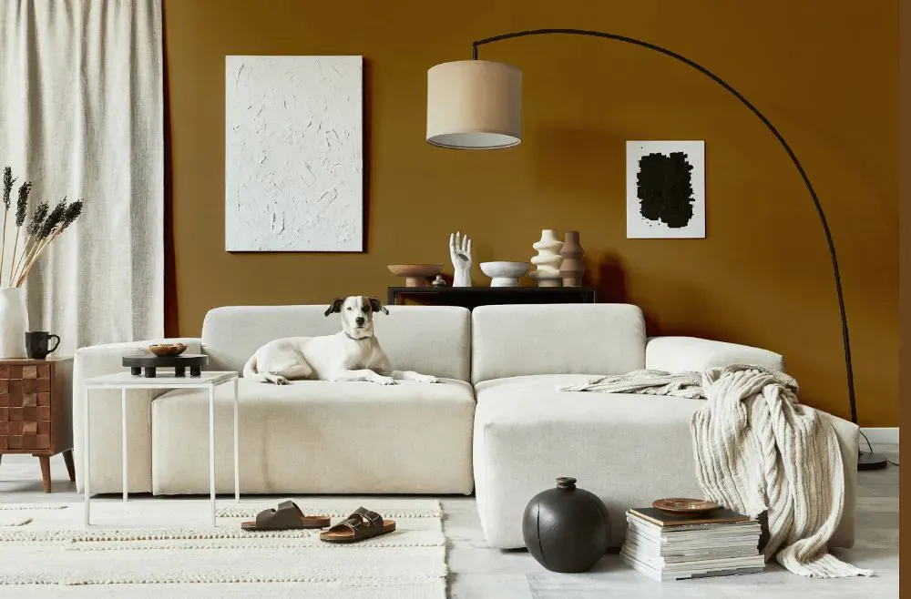 Sherwin Williams Relic Bronze cozy living room