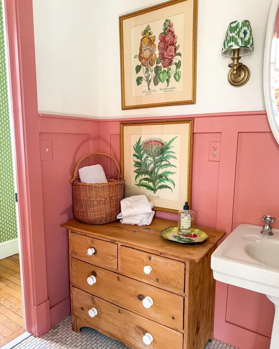 SW Resounding Rose bathroom color review