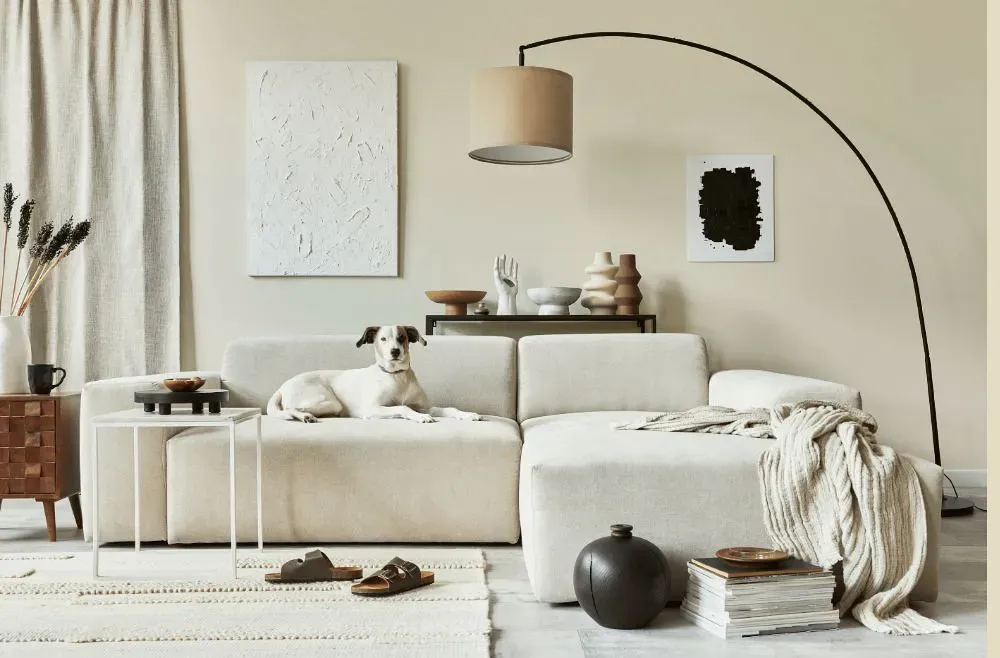 Sherwin Williams Restful White cozy living room