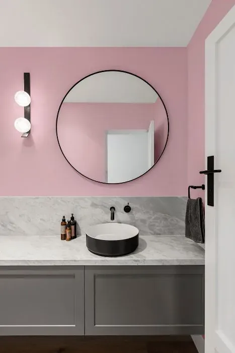 Sherwin Williams Reverie Pink minimalist bathroom