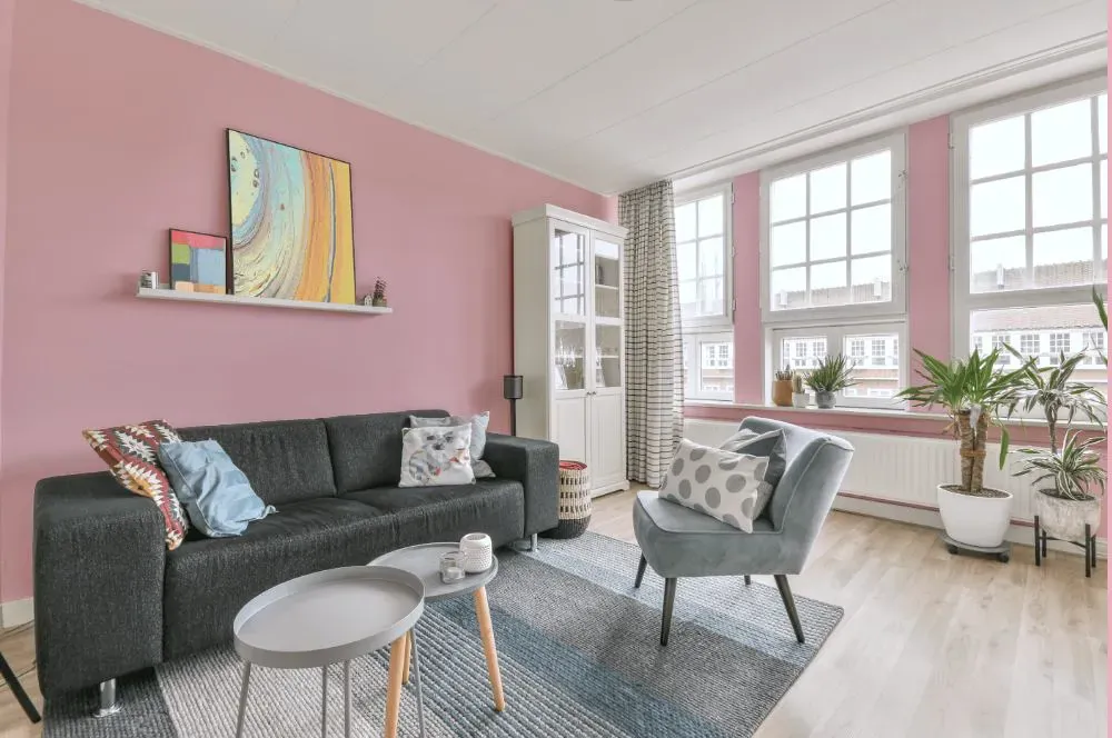 Sherwin Williams Reverie Pink living room walls