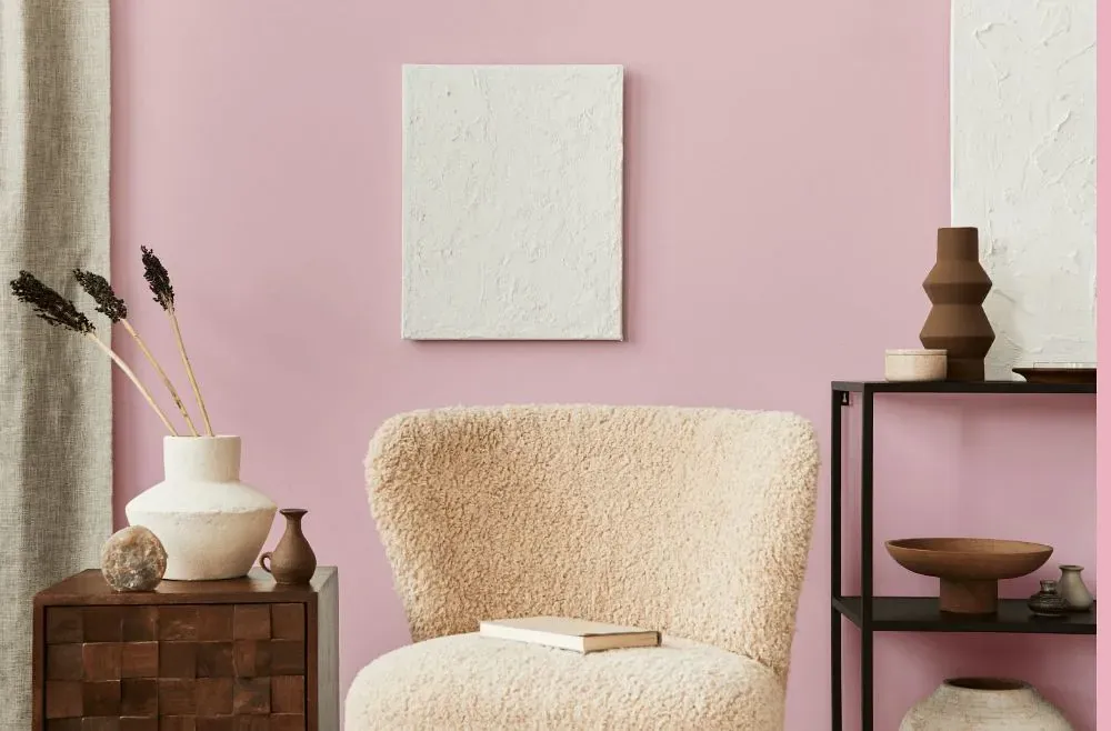 Sherwin Williams Reverie Pink living room interior