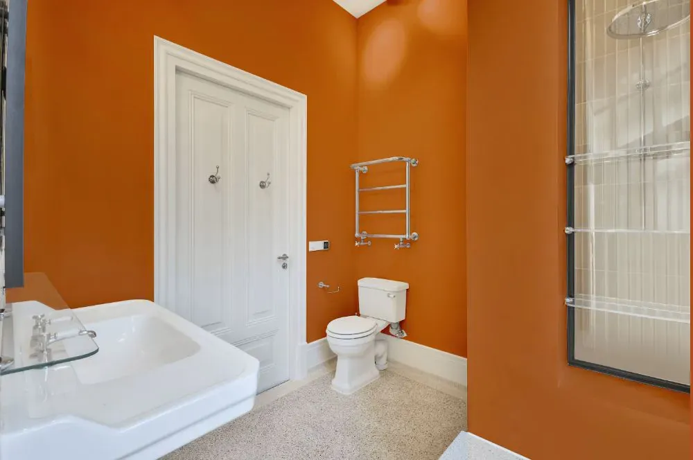 Sherwin Williams Rhumba Orange bathroom