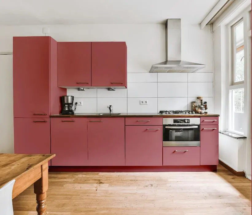 Sherwin Williams Rita's Rouge kitchen cabinets