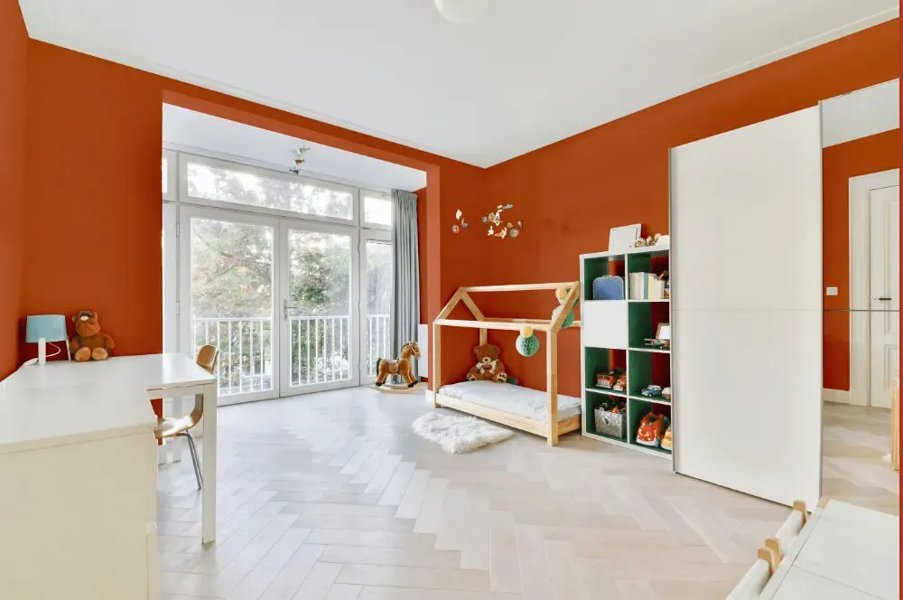 Sherwin Williams Robust Orange kidsroom interior, children's room