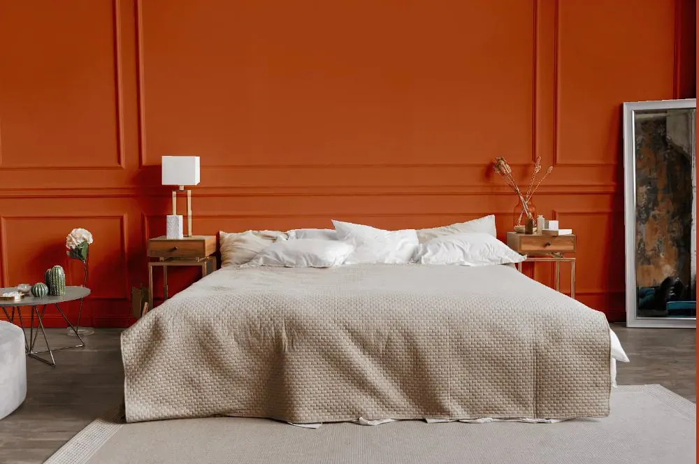 Sherwin Williams Robust Orange bedroom